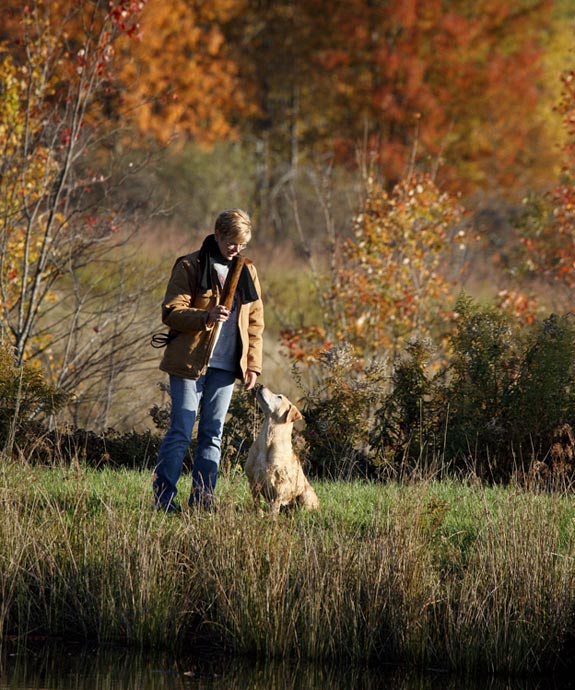 Animal Images labrador and owner outdoor autumn